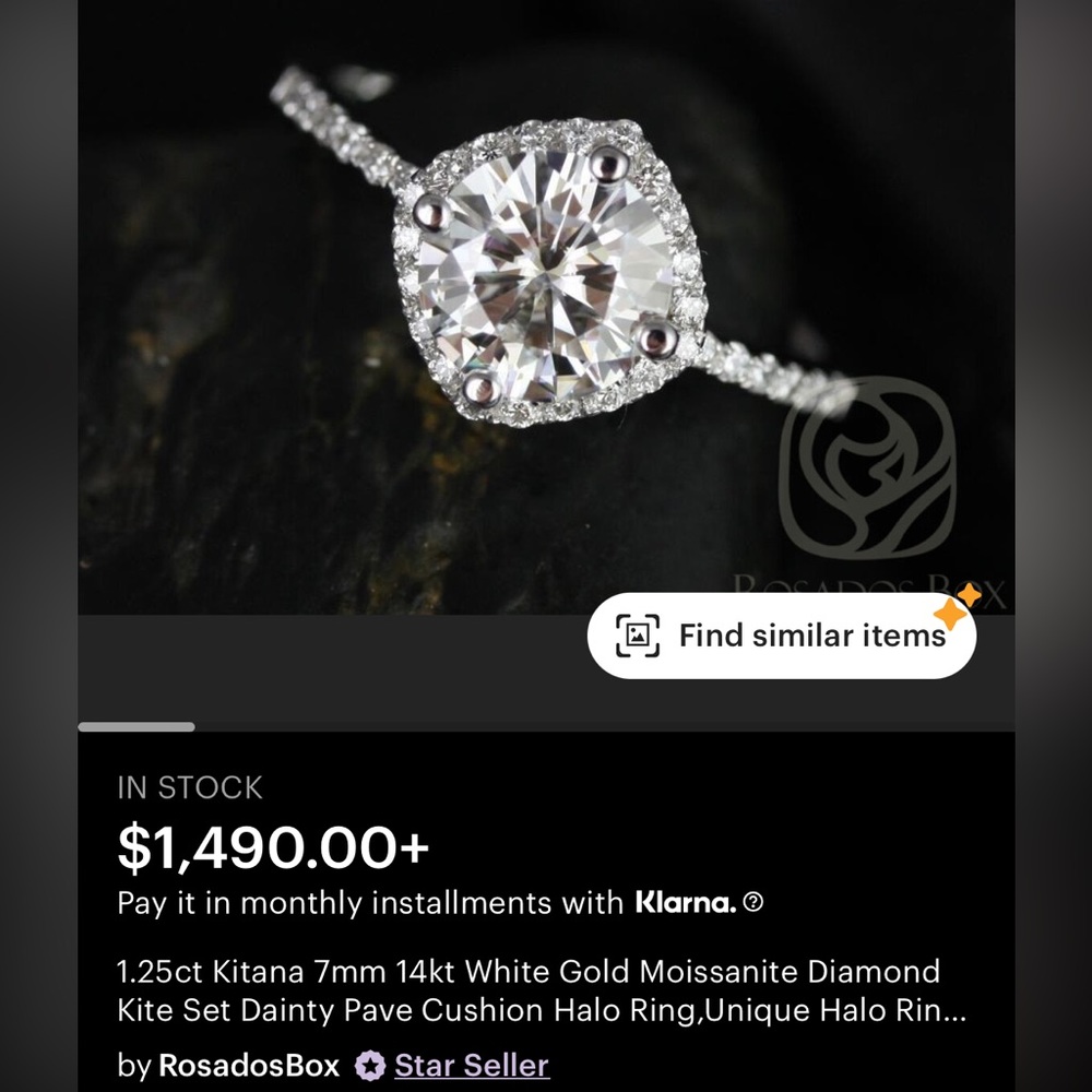 1.25 carat White Gold Moissanite and Diamond Engagement Ring